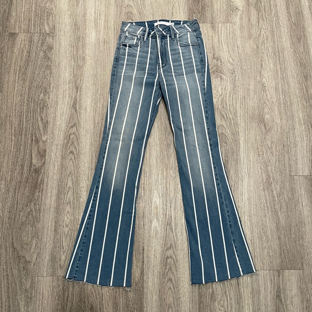 Striped Flare Disclosed Jeans